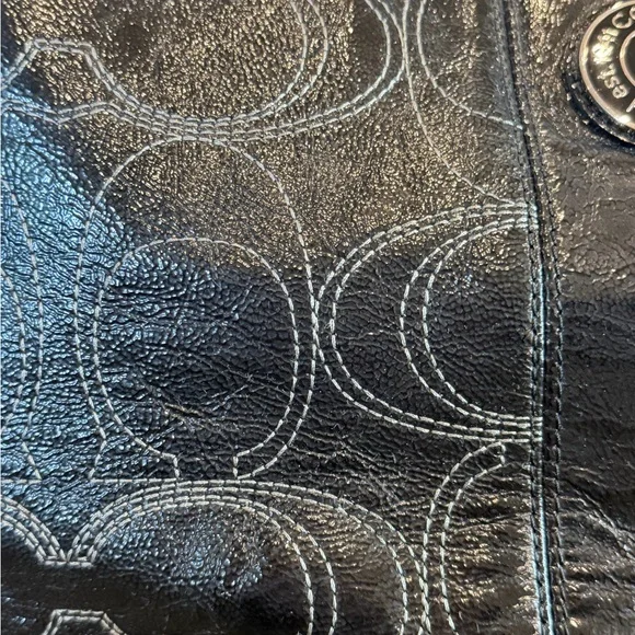 Coach F19215 Black Patent Leather Signature C Kisslock Carryall - Picture 12 of 14